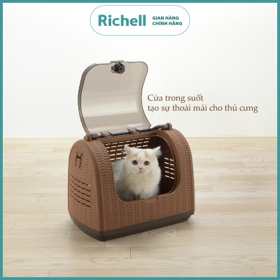 Lồng vận chuyển thú cưng giả mây đan Richell Nhật Bản | Pet