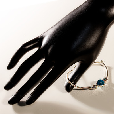 Vòng tay phong thủy đá Azulite tự nhiên mix charm bạc lục tự chú VK004