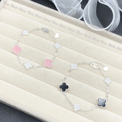 Lắc Tay Bạc 925 Cỏ 4 Lá Mix Màu BẠC HIỂU MINH LTU623