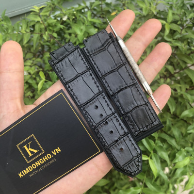 (Tặng tua vit thay dây) Dây đồng hồ HUB size 42 Lót da vân các màu (19-25-22)