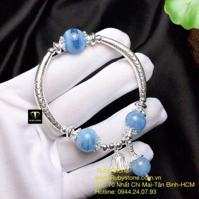 Lắc bạc đá aquamarin xinh yêu cho nàng