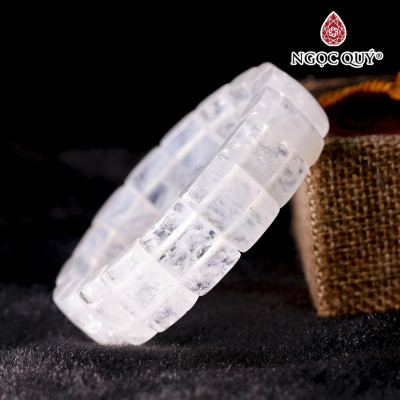 Vòng tay bản vuông đá thạch anh ưu linh trắng mệnh thủy kim - Ngọc Quý Gemstones
