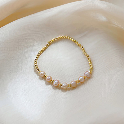 Combo Lắc tay Ngọc Trai Nuôi cấy tự nhiên, cấu trúc vân tay, đính hạt Châu mạ vàng 18K, Màu Cam Nhạt, Hạt Trai 6li, kèm Bản PHOTOCOPY Giấy KIỂM/ GIÁM ĐỊNH, hộp Lót Nhung Gấm