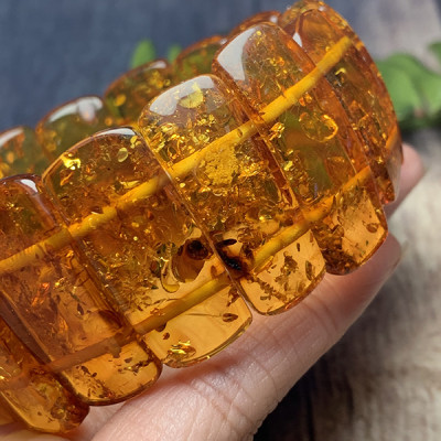 Vòng Hổ Phách Baltic Cognac nâu vàng cao cấp Hadosa