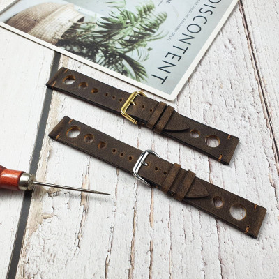 [Da thật] Dây đồng hồ handmade da bò sáp AL114LEA  (Kèm hộp + phụ kiện) Size 20/Size 22 - 100% da bò thật