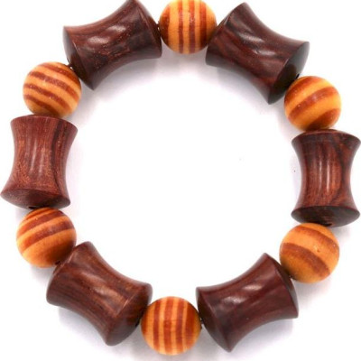 Vòng tay chuỗi hạt gỗ hồng hình ống tre HMS10