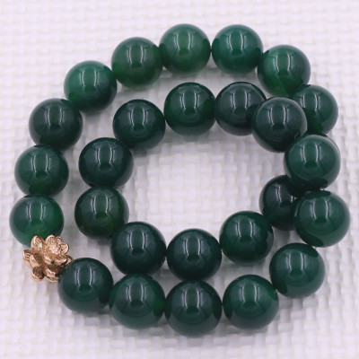 [Mệnh Mộc, Hỏa] Vòng Chuỗi Niệm Phật Đá Thạch Anh Xanh Lá 14 Ly 27 Hạt Charm Hoa Sen Inox, Vòng Chuỗi Phật Giáo, Chuỗi Niệm Phật Hạt To - Phong Thủy 868