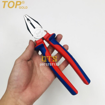 Kìm điện trợ lực chuyên nghiệp TOP GOLD 200mm, thép Hi-Cr cao cấp, thiết kế cộng lực tiết kiệm 50% lực bấm
