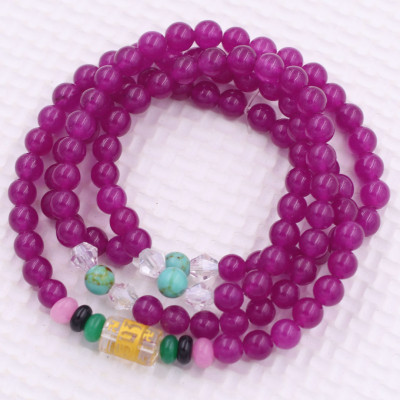 [Mệnh Hỏa, Thổ] Bộ Vòng Chuỗi, Tràng Hạt 108 Hạt 6 Ly Đá Thạch Anh Hồng Đậm Charm Lục Tự Chân Ngôn - Tràng Chuỗi Niệm Phật - An Yên - Thịnh Vượng - May Mắn - Tài Lộc