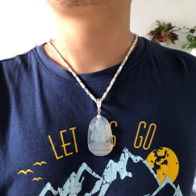 Mặt Dây Chuyền Nam, Nữ Mặt Phật Hư Không Tạng Bồ Tát - Phật Hộ Mệnh Tuổi Sửu-Dần Bạc Hiểu Minh MDN474 