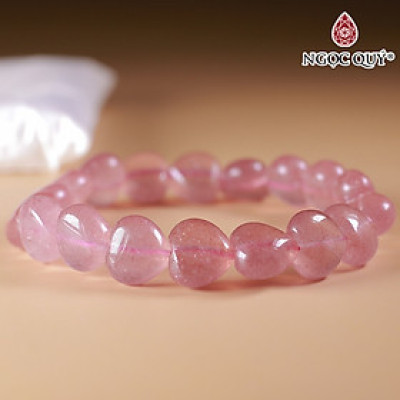 Vòng tay trái tim thạch anh dâu đỏ hạt 12mm mệnh hỏa, thổ - Ngọc Quý Gemstones