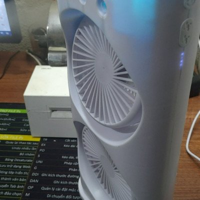 Quạt điều hòa tích điện phun sương để bàn 2 tầng xoay tự động 360 độ dung lượng pin 4500MAH sài liên tục 6h đến 8h  