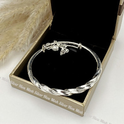 Lắc Tay Nữ Bạc Ta Nguyên Chất S99 Charm Hồ Điệp BẠC HIỂU MINH LTU620