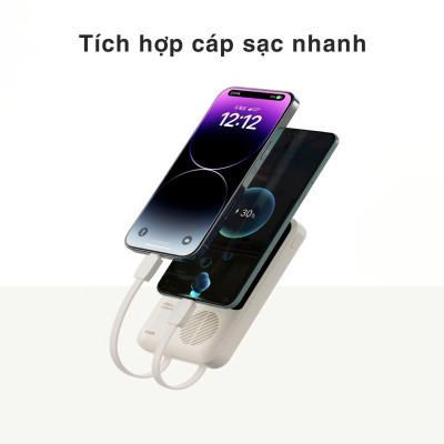 Pin dự phòng sạc nhanh ROCK P99 PD 22.5W 20000mAh có cáp tích hợp , hàng chính hãng bảo hành 1 năm