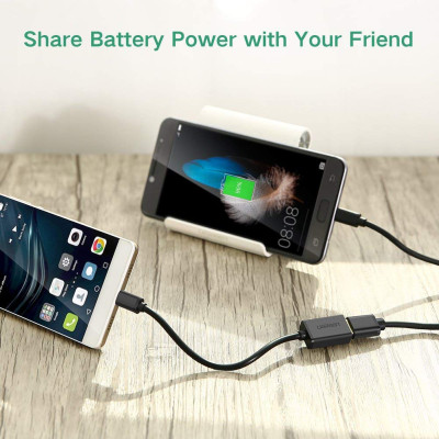 Dây Micro USB 2.0 OTG dạng tròn dài 15cm UGREEN 10396 (màu đen) - Hàng chính hãng
