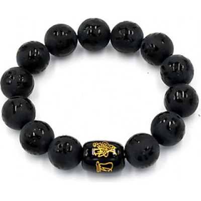 Vòng tay chuối hạt thạch anh phật chú 14 ly Thái tuế phù DTTD12