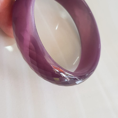 Vòng tay nữ đá mắt mèo bản hẹ giác tím mới đẹp Vòng Ni 54mm x cao 16mm x dầy 6,2mm Vòng màu tím nho chuẩn hợp nữ mệnh hỏa, mệnh thổ 49kg - 54kg đeo ạ