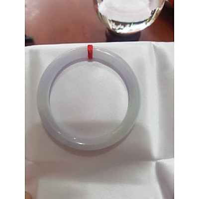 Vòng cẩm thạch Tự nhiên Tím A Trắng 49mm x 6,8mm  Vòng màu tím nhẹ trắng vòng đẹp  Nữ mệnh Kim Thủy 45kg - 50kg ạ