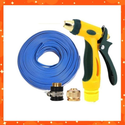 Bộ dây vòi xịt nước rửa xe, tưới cây tăng áp 3 lần,loại 15M (nối đồng nhựa đen) 206317