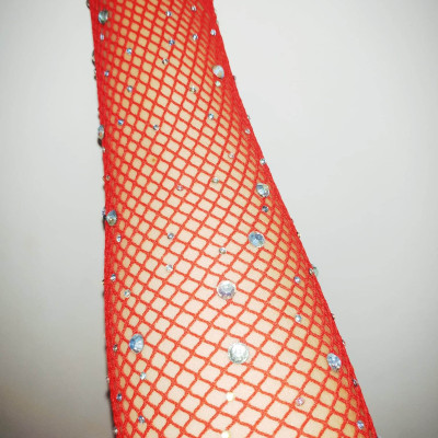 Găng tay sang chảnh màu đỏ dạng lưới đính đá lấp lánh cho Cô dâu và Dạ hội, đi tiệc, sự kiện, lễ hội, đạo cụ chụp ảnh, studio MS: 44839