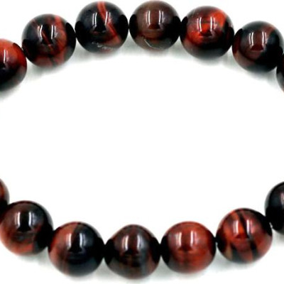 Vòng tay chuỗi hạt đá mắt hổ đỏ đen 10 ly 18 hạ