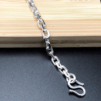 Lắc Tay Nam Bạc 925 Kiểu Mắt Xích Vuông Nam Tính Đơn Giản BẠC HIỂU MINH LTN041