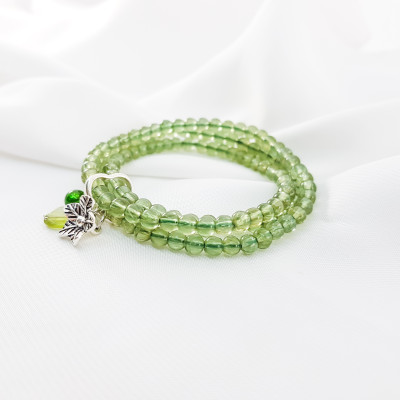 Vòng tay cuốn đá mệnh mộc, hỏa đá thạch anh tóc tiên mix charm hoa