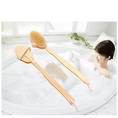 Cây Chà Lưng Tắm Cán Gỗ Tự Nhiên Làm Sạch Da Khô, Da Ướt Tiện Dụng, Gậy Tắm Massage Cơ Thể Body Cực Sạch AOE1028