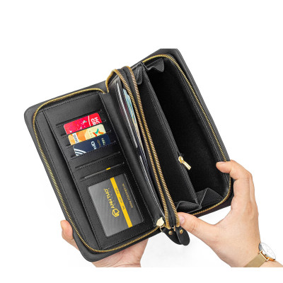 Ví cầm tay VICTOR - 2 dây kéo | Anh Tho leather