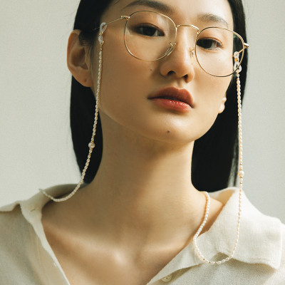 Dây hạt trai đeo kính chuỗi hạt vàng phong cách retro cổ điển Pháp trang sức thiết kế handmade