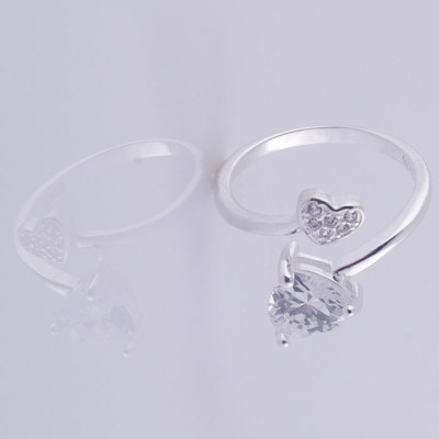 Nhẫn bạc nữ S925 Italia Bạc Xinh Huệ Ngân Trái tim đôi YYJZ046