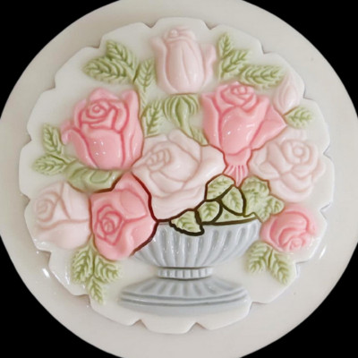 Khuôn rau câu sinh nhật, cưới hỏi hình tròn bình hoa hồng – Mã số 1037