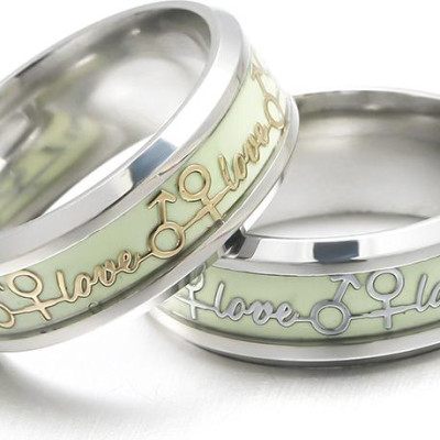 Nhẫn nam dạ quang hình cặp đôi