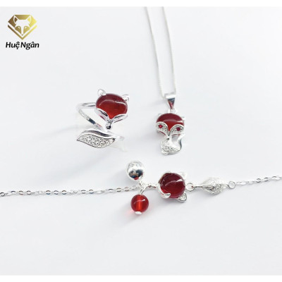 Combo dây chuyền ,lắc tay và nhẫn bạc Ý 925 Huệ Ngân - Hồ ly may mắn PP1561-RYB140126-RR1618
