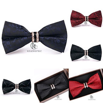 Nơ cổ nam chú rể MC đính đá hoa văn đẹp Giangpkc Mẫu t4-2021