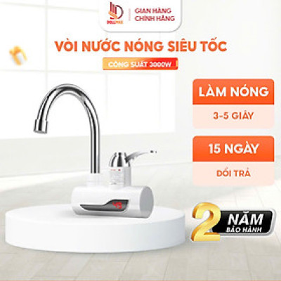 Máy Nước Nóng Trực Tiếp Gắn Chậu gắn tường có bộ chống giật làm nóng 3s