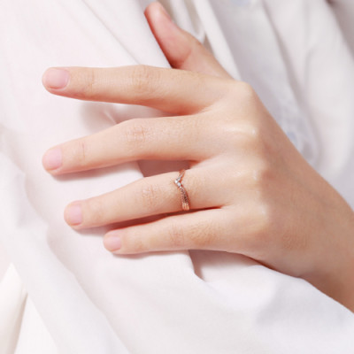 Nhẫn bạc nữ lông vũ 925 mạ vàng hồng 18k tphcm Gix Jewel N05