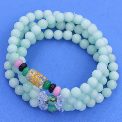 [Mệnh Mộc, Hỏa] Bộ Vòng Chuỗi, Tràng Hạt 108 Hạt 6 Ly Đá Ngọc Bích Xanh Charm Lục Tự Chân Ngôn - Tràng Chuỗi Niệm Phật - An Yên - Thịnh Vượng - May Mắn - Tài Lộc