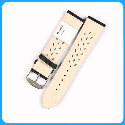 Dây Da Đồng Hồ ZRC Pháp Dòng BUFFALO Da Bê Màu Đen Không Vân