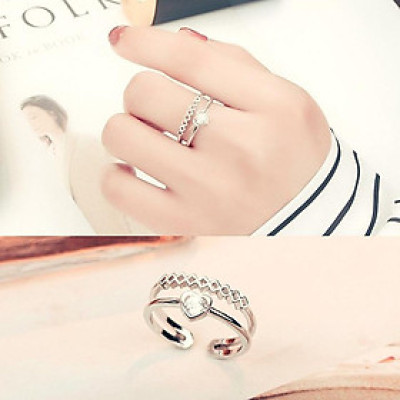 Nhẫn nữ 2 tầng tim đá dễ thương NN02