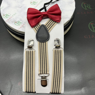 Combo Dây đai chữ Y bé kèm nơ cổ đỏ đô trai - gái 1-6 tuổi Giangpkc
