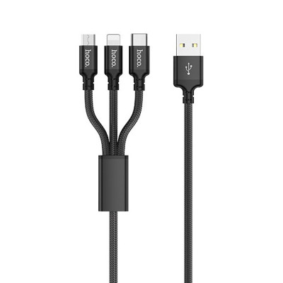Cáp sạc nhanh 2.4A Hoco X14 dây tròn kết nối Type-C/Micro/iPhone dài 1M cho Smartphone ( 2 màu ) - Hàng chính hãng