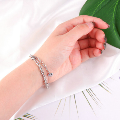 Lắc tay unisex vòng tay nam nữ cá tính trái tim phong cách Hàn Quốc