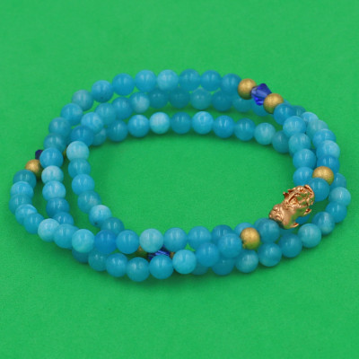 [Mệnh Thủy, Mộc] Bộ Vòng Chuỗi, Tràng Hạt 108 Hạt 6 Ly Đá Ngọc Tủy Xanh Biển Charm Tỳ Hưu Inox - Tràng Chuỗi Niệm Phật - An Yên - Thịnh Vượng - May Mắn - Tài Lộc - Bình An - Phong thủy 868