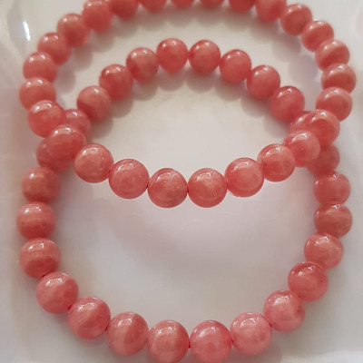 Vòng tay phong thủy Đá Đào Hoa tự nhiên Mới Đẹp AAA hạt tròn size 8mm Màu Hồng tươi bóng đẹp Nữ mệnh hỏa, mệnh thổ ạ Công dụng may mắn, tài lộc, tốt sức khỏe, xinh đẹp tay ạ 