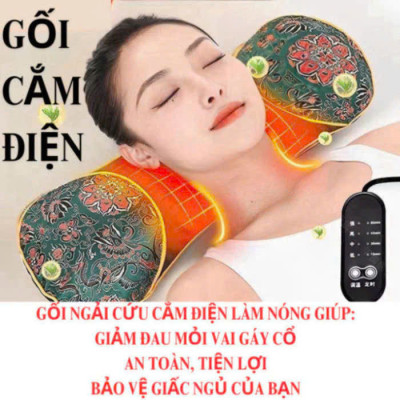 Gối Ngải Cứu Cắm Điện Giảm Đau Vai Gáy chống đột quỵ Gối Thảo Dược Hương Thơm Thảo Mộc tự nhiên giúp ngủ ngon hơn