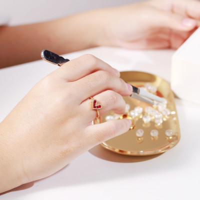 Nhẫn bạc kiểu trái tim đính hột đỏ sang trọng Gix Jewel N12