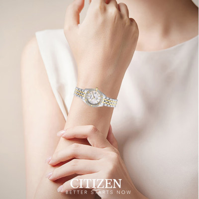 Đồng Hồ Nữ Citizen Đính Đá Swarovski Dây Thép Không Gỉ EU6064-54D - Mặt Xà Cừ