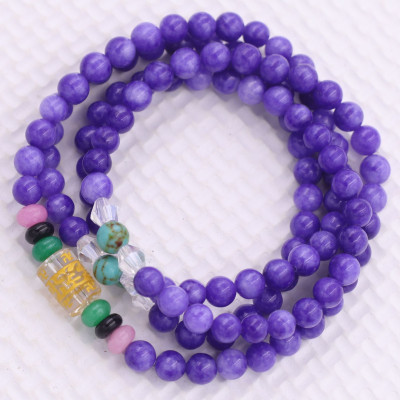 [Mệnh Hỏa, Thổ] Bộ Vòng Chuỗi, Tràng Hạt 108 Hạt 6 Ly Đá Vân Rồng Tím Charm Lục Tự Chân Ngôn - Tràng Chuỗi Niệm Phật - An Yên - Thịnh Vượng - May Mắn - Tài Lộc