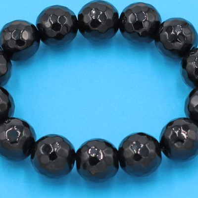 Chuỗi đeo tay - thạch anh đen cắt giác 14 ly 14 hạt - hợp mệnh Thủy, mệnh Mộc